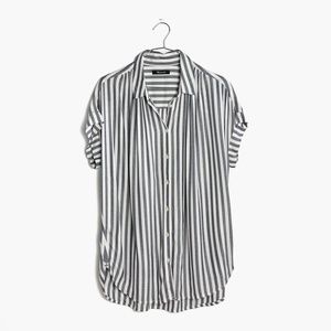 Madwell Central Drapey Shirt Blue Stripe, Size S